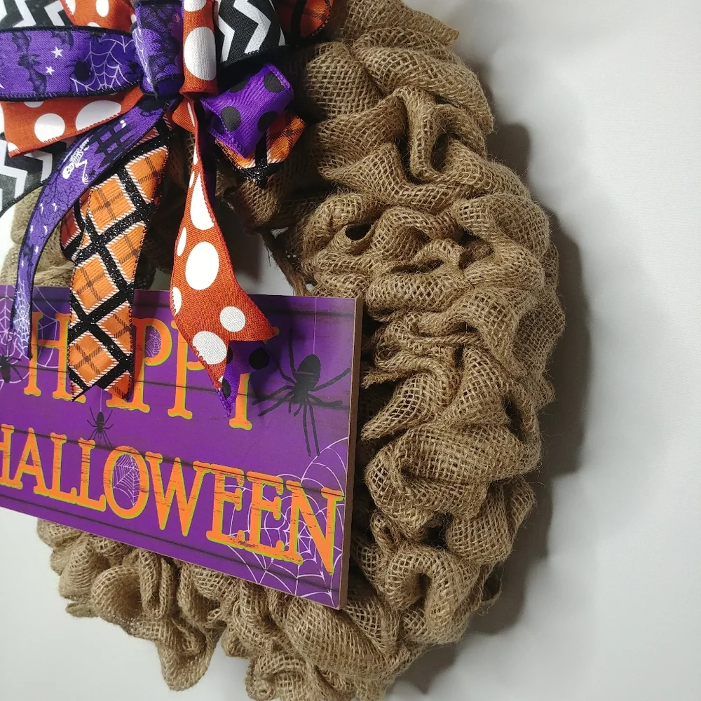 Halloween Burlap Wreath Handmade